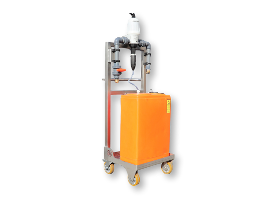 Picture of Dosing unit on stainless steel frame - Dosatron D3RE2PVDF+BP