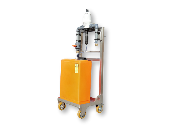 Picture of Dosing unit on stainless steel frame - Dosatron D3RE2PVDF+BP