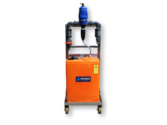 Picture of Dosing unit on stainless steel frame - Dosatron D3RE5BPVF