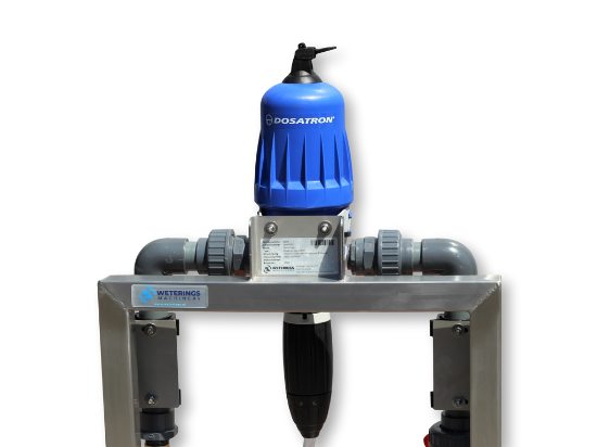 Picture of Dosing unit on stainless steel frame - Dosatron D3RE5BPVF