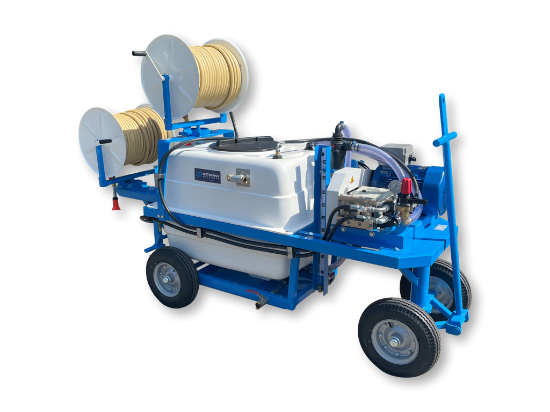 Afbeeldingen van Spuitwagen 400T - Plunjerpomp MP63 49l/min~80bar - 2x Handhaspel 450mm